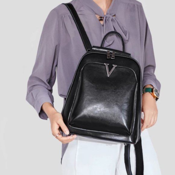 Oil Wax Genuine Leather Women Backpack Cross Body Shoulder Bags Cowhide School D main image 3
